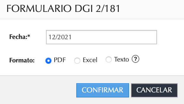 Imagen 4: Generación de Informe Formulario DGI 2/181