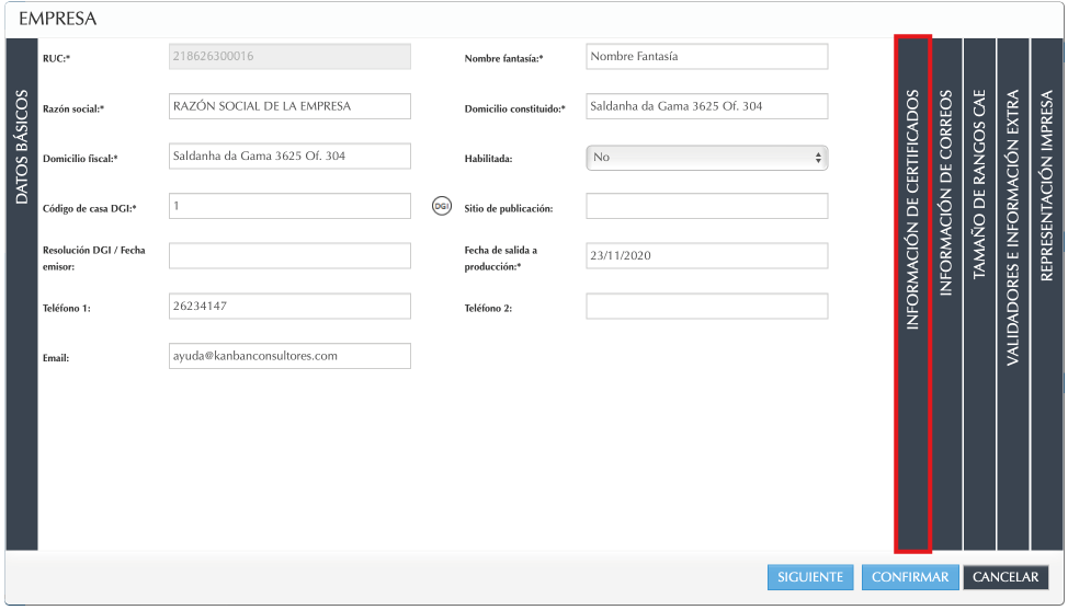 Imagen 3: Acceso al módulo de información de certificados.