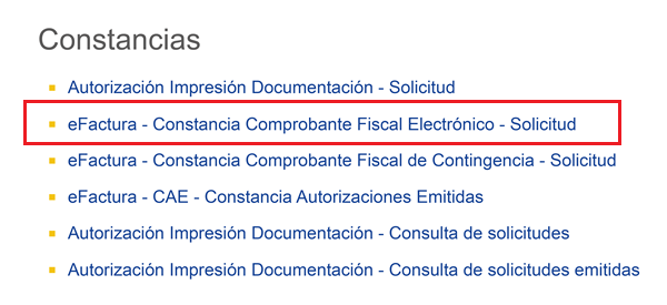 Imagen 2: Sección Constancias del portal de Servicios en Línea de DGI