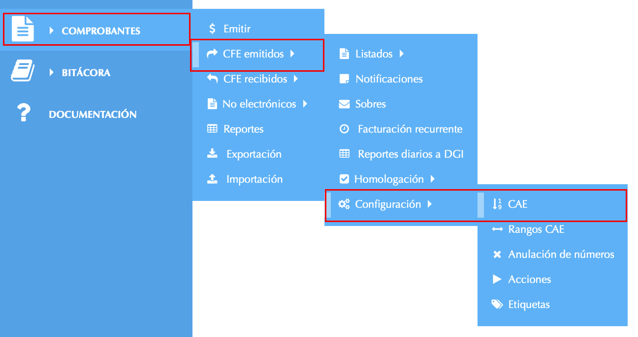 Imagen 1: Acceso a la administración de las CAEs