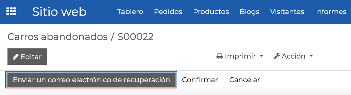 Imagen 2: Enviar correo electrónico de recuperación